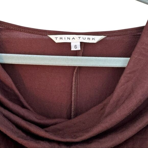 Trina Turk Women's Brown Cowl Neck Mini Dress Size 6 - Picture 2 of 4